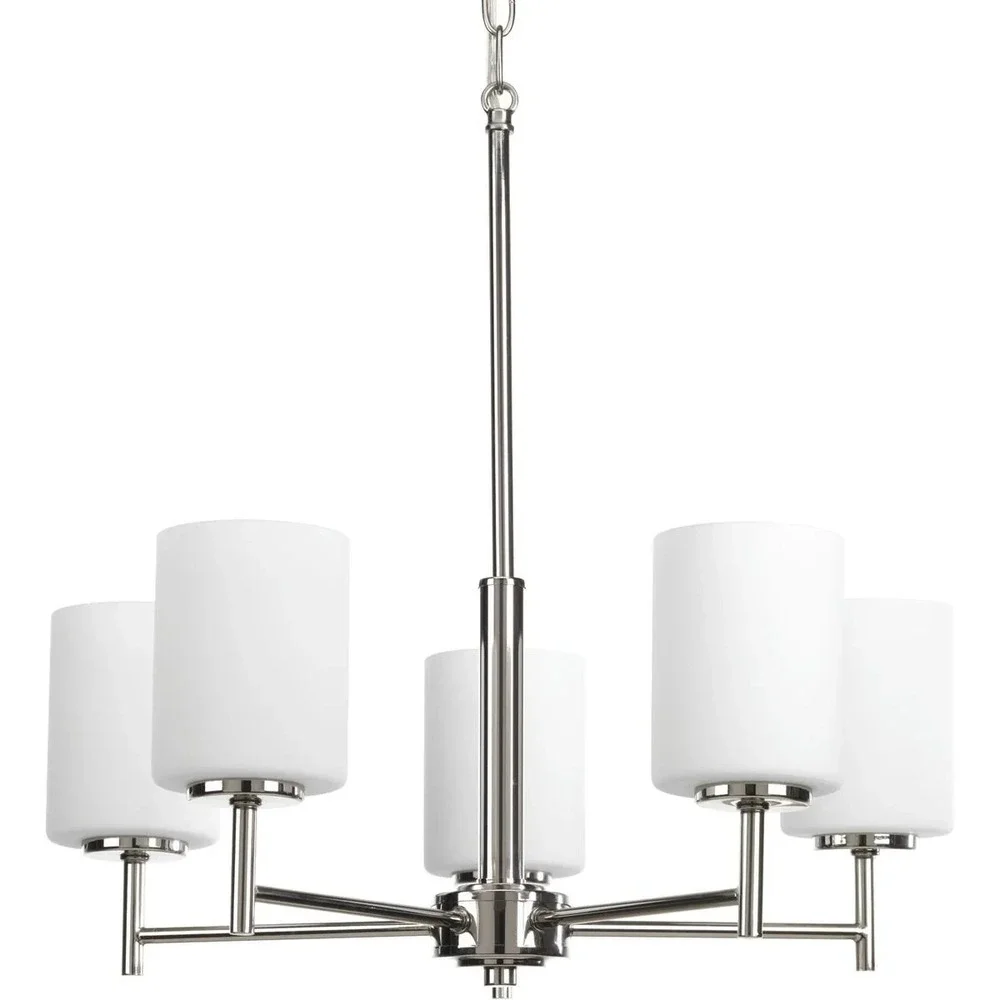 Progress Lighting - Replay  Five-Light Etched White Glass Chandelier P4319-104